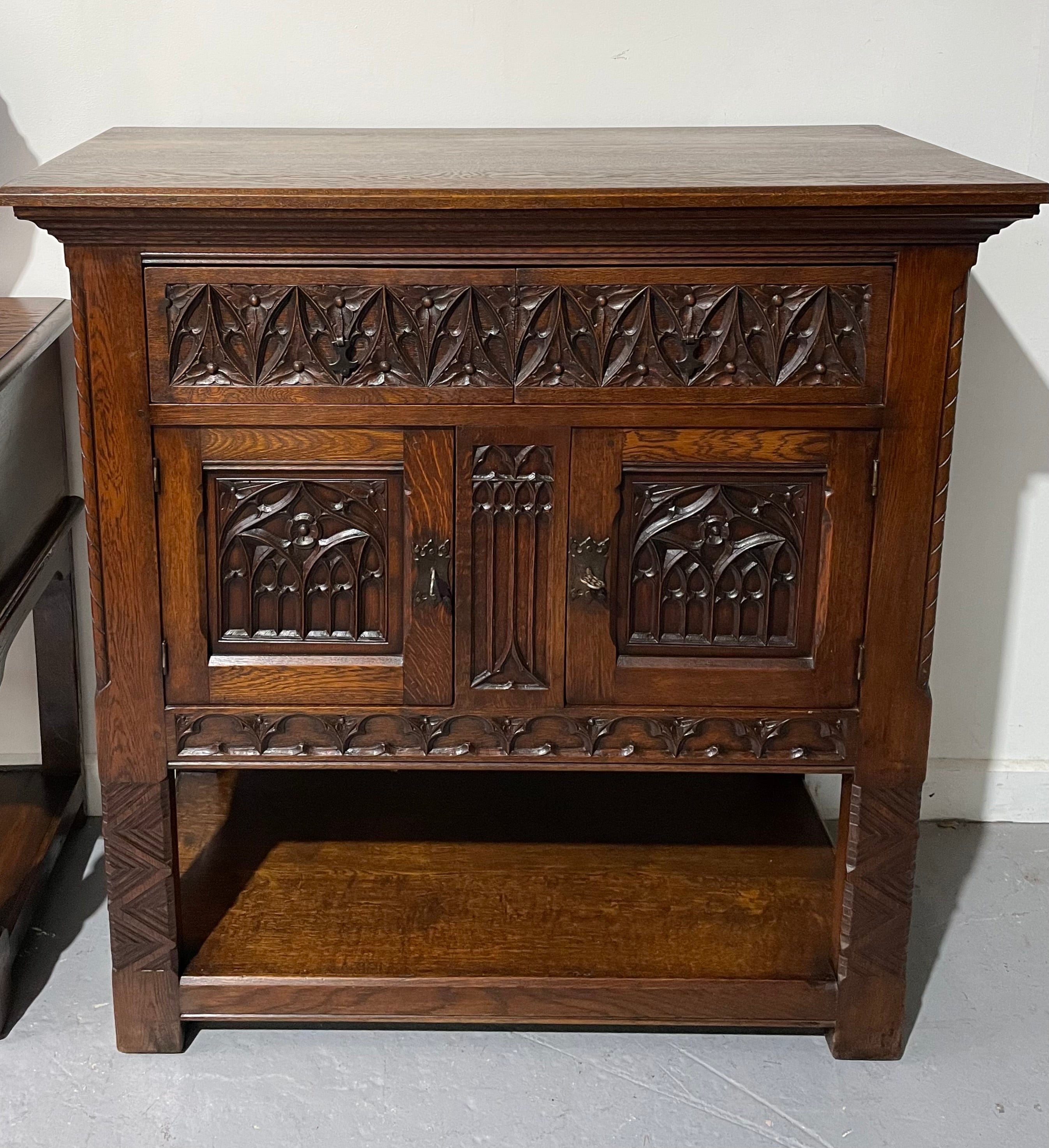 French Oak Gothic Style Buffet | Antique & Vintage | Moonee Ponds Antiques | Australia Wide Delivery