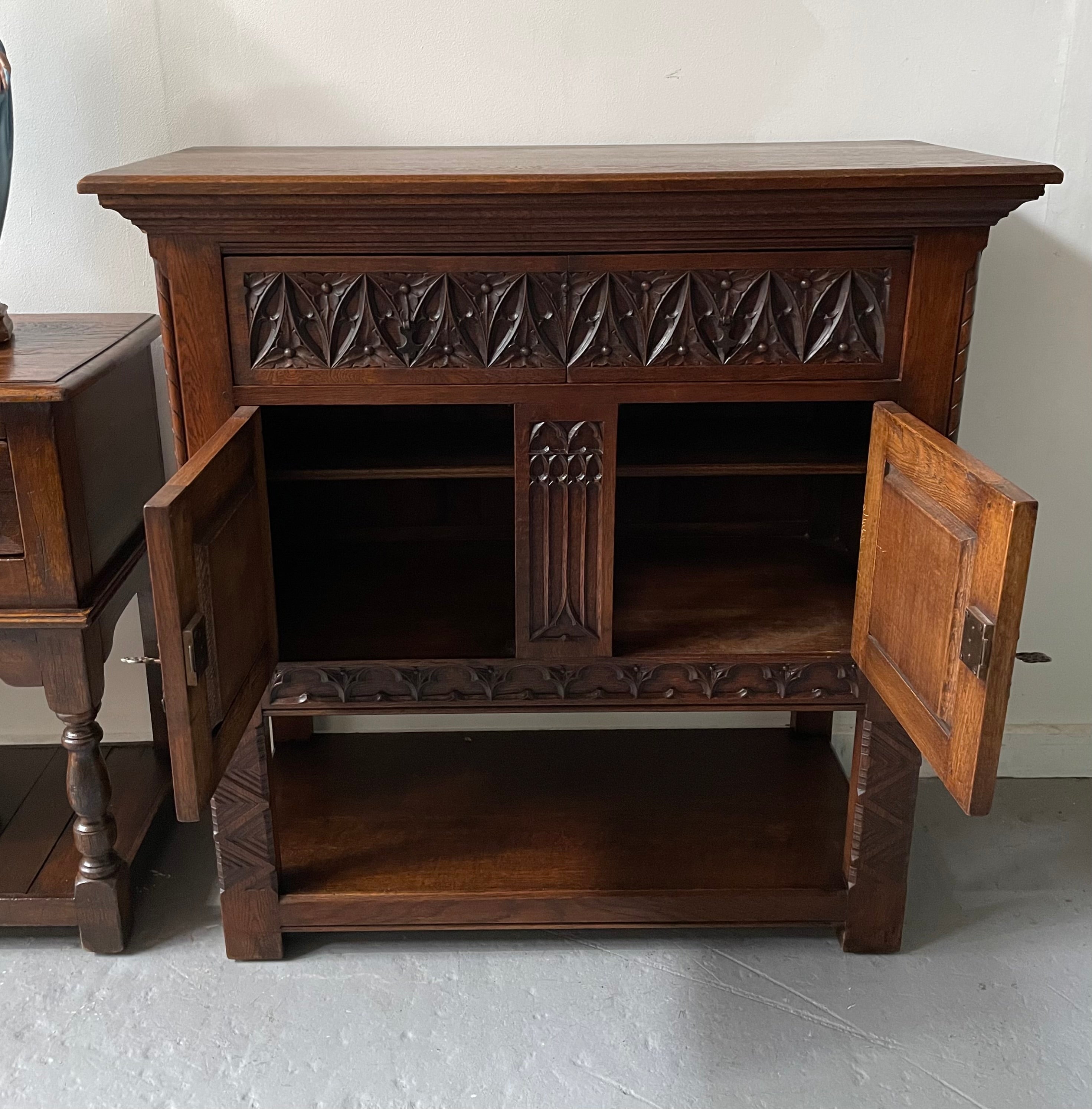 French Oak Gothic Style Buffet | Antique & Vintage | Moonee Ponds Antiques | Australia Wide Delivery