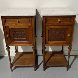 Pair Of Louis XVth Style Marble Top Bedside Cabinets