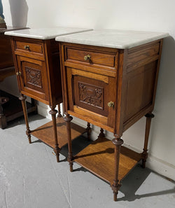 Pair Of Louis XVI Style Marble Top Bedside Cabinets | Antique & Vintage | Moonee Ponds Antiques | Australia Wide Delivery