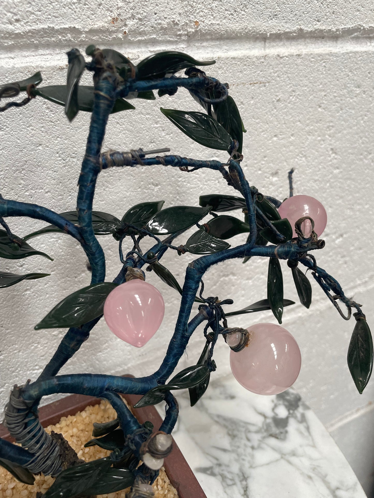 Vintage Glass Cherry Blossom Bonsai Tree in Pot
