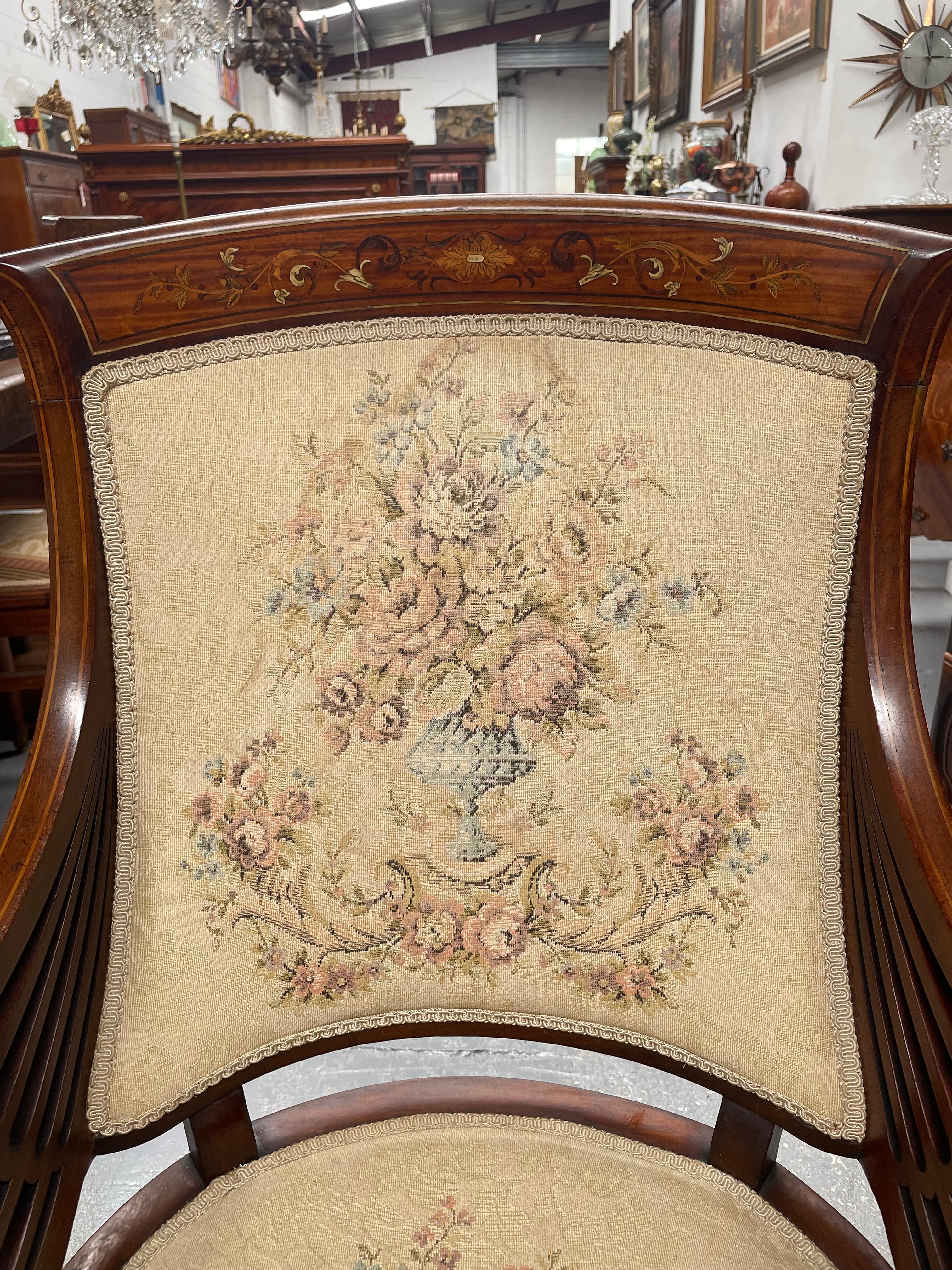 Beautiful Mahogany Inlaid Georgian Style Armchair | Antique & Vintage | Moonee Ponds Antiques | Australia Wide Delivery