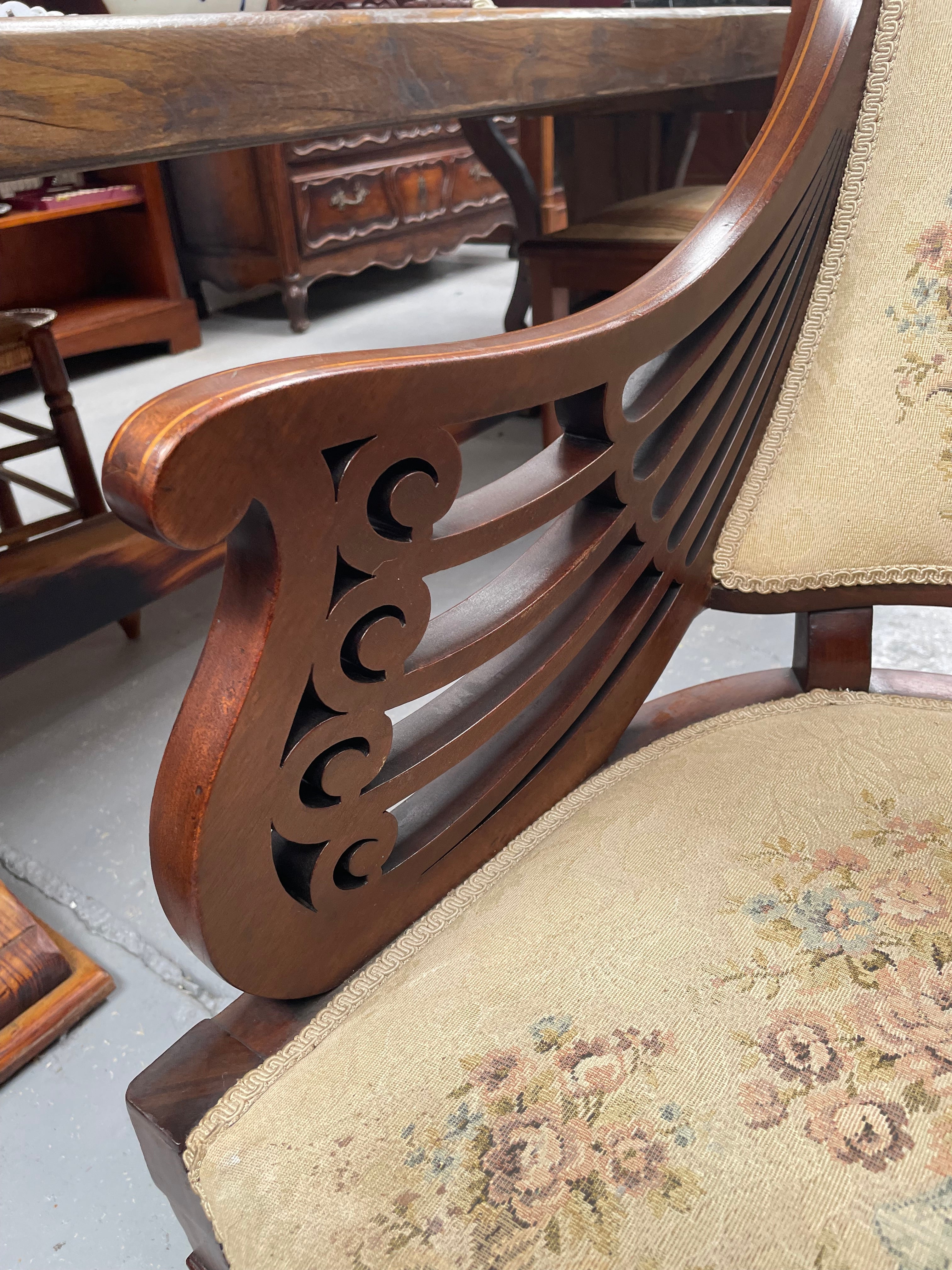 Beautiful Mahogany Inlaid Georgian Style Armchair | Antique & Vintage | Moonee Ponds Antiques | Australia Wide Delivery