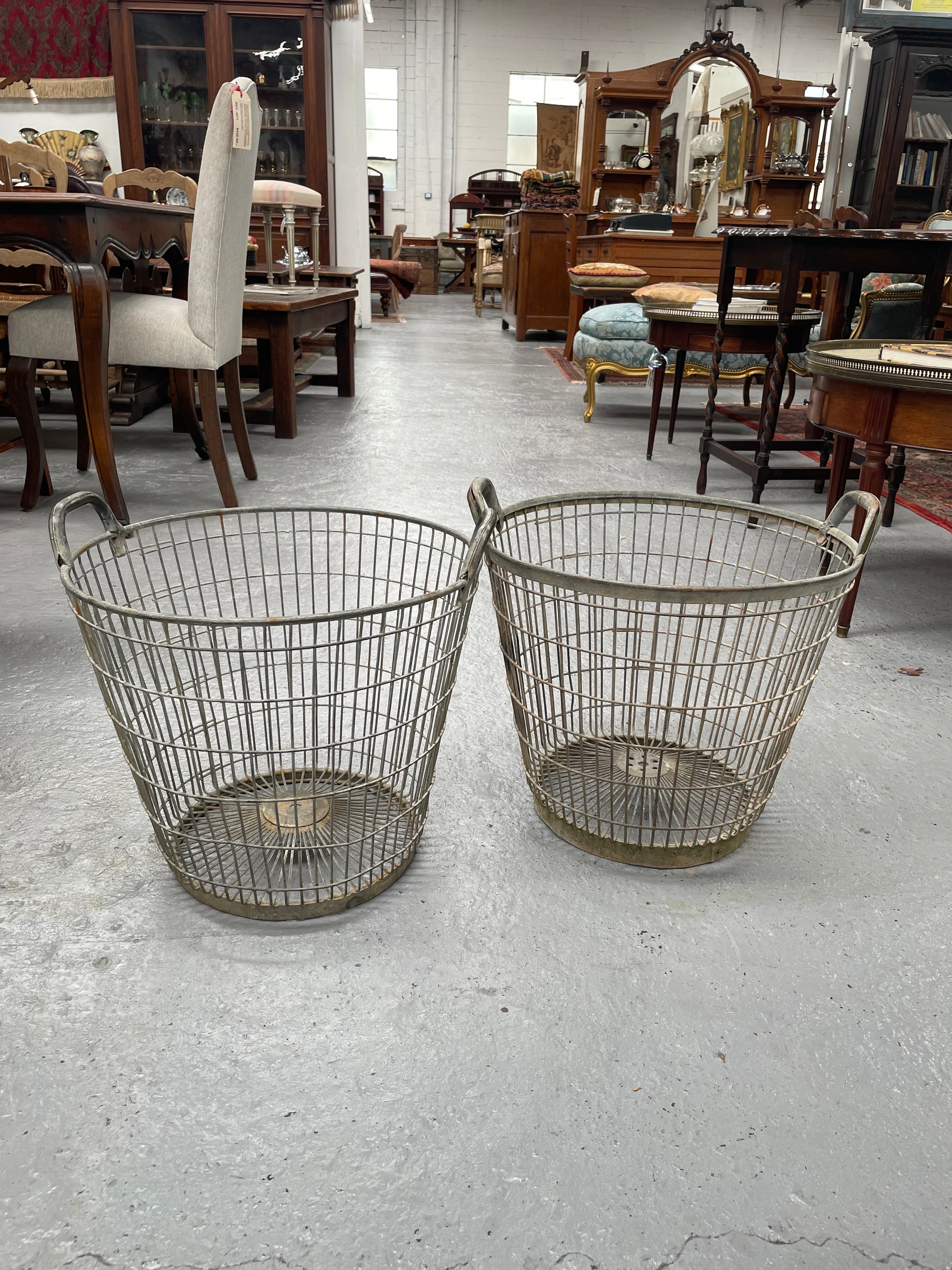 Large French Wire Harvesting Baskets | Antique & Vintage | Moonee Ponds Antiques | Australia Wide Delivery