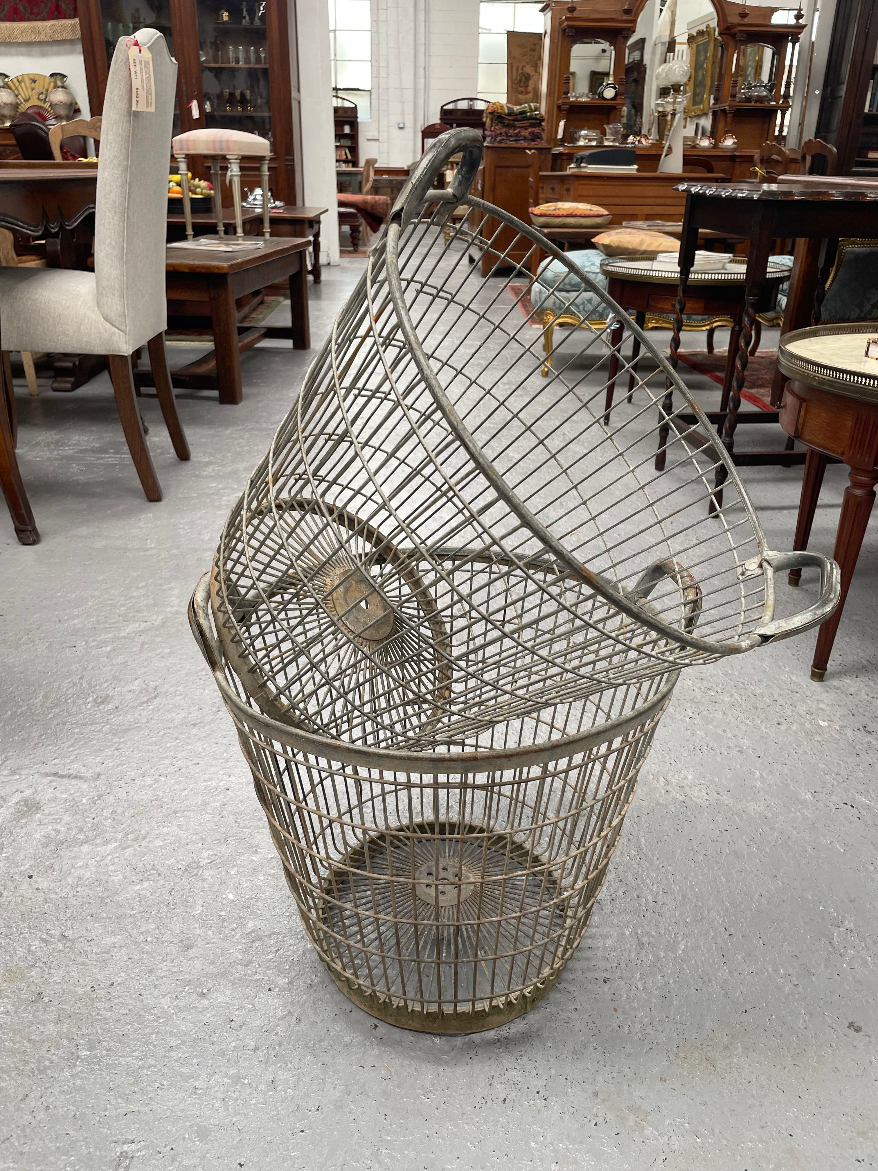 Large French Wire Harvesting Baskets | Antique & Vintage | Moonee Ponds Antiques | Australia Wide Delivery