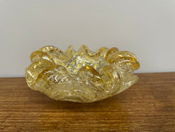 Vintage Murano Yellow Glass Bowl With Gold Aventurine | Antique & Vintage | Moonee Ponds Antiques | Australia Wide Delivery