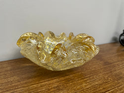 Vintage Murano Yellow Glass Bowl With Gold Aventurine | Antique & Vintage | Moonee Ponds Antiques | Australia Wide Delivery