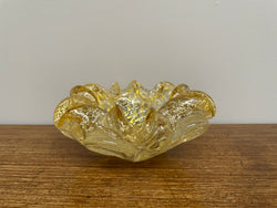 Vintage Murano Yellow Glass Bowl With Gold Aventurine | Antique & Vintage | Moonee Ponds Antiques | Australia Wide Delivery