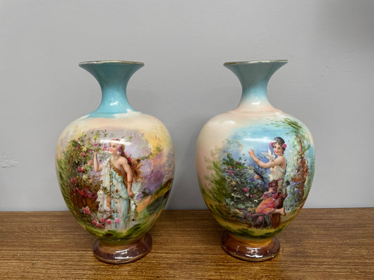 Pair of Pretty Antique Austrian Vases