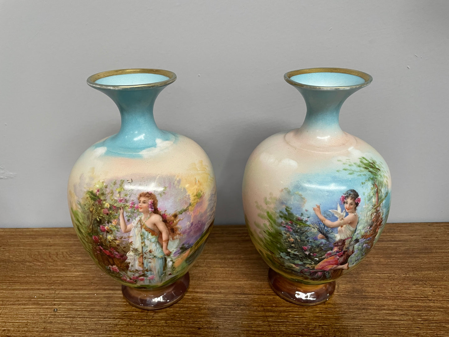 Pair of Pretty Antique Austrian Vases