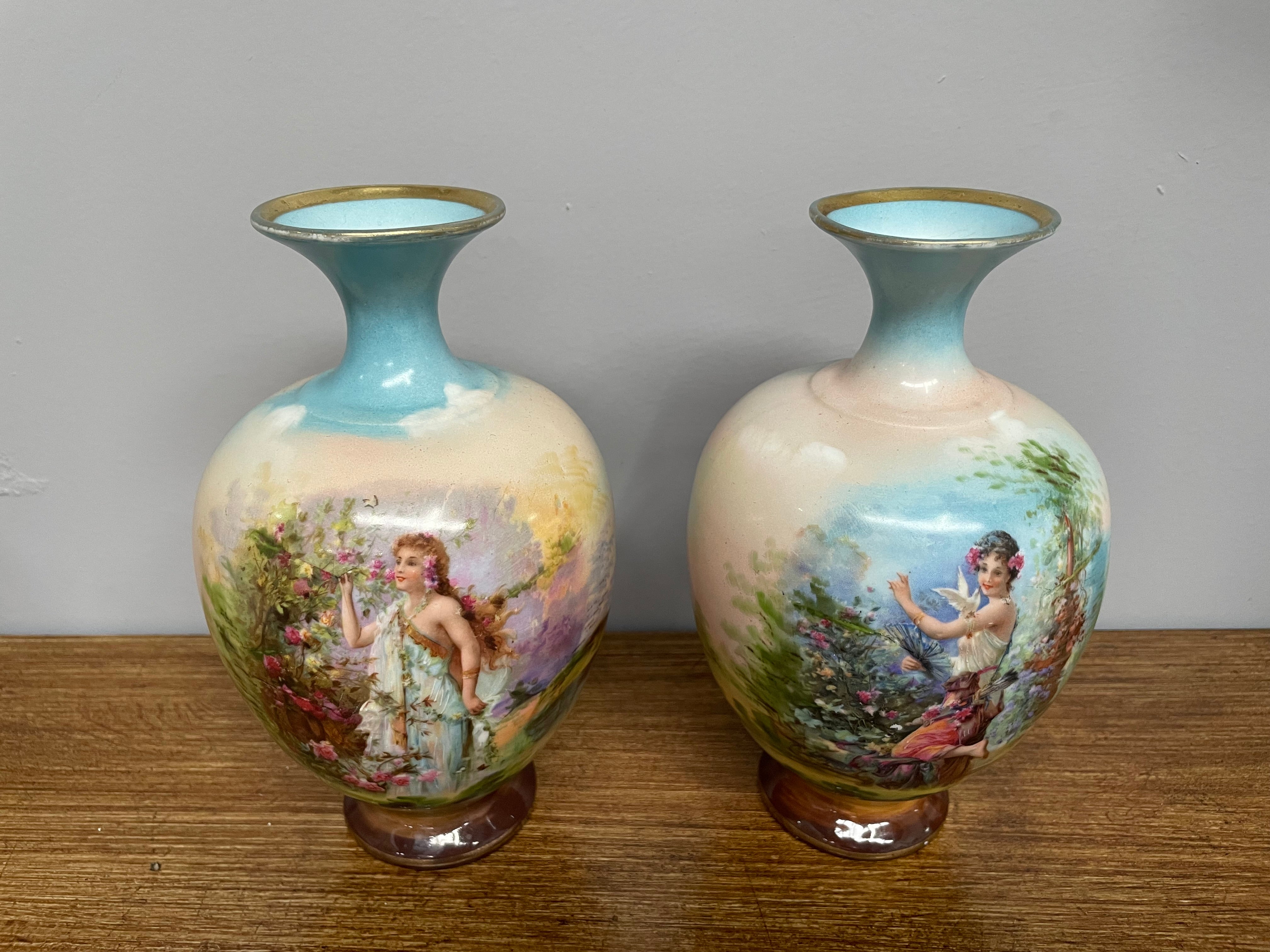 Pair of Pretty Antique Austrian Vases | Antique & Vintage | Moonee Ponds Antiques | Australia Wide Delivery