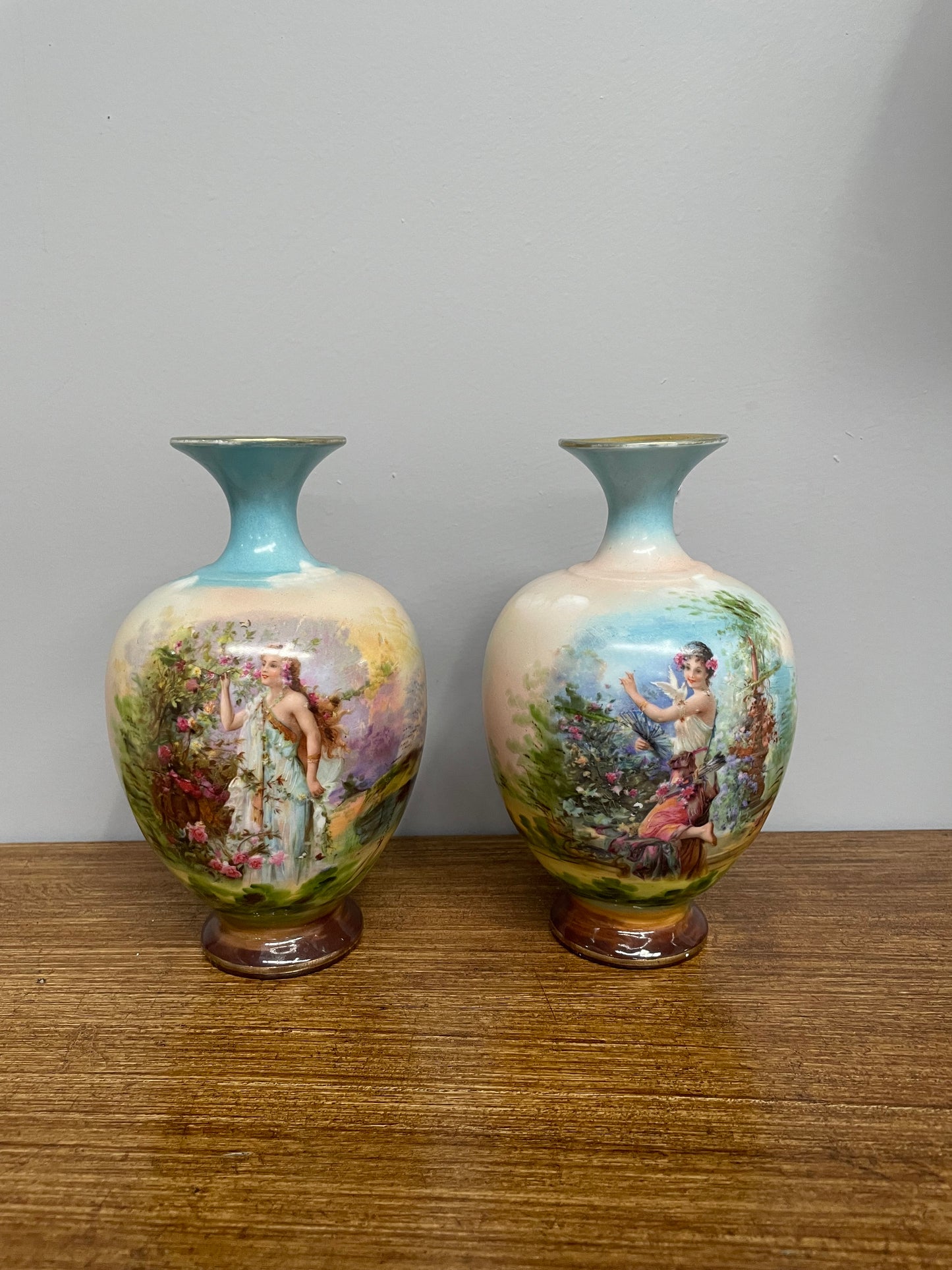 Pair of Pretty Antique Austrian Vases