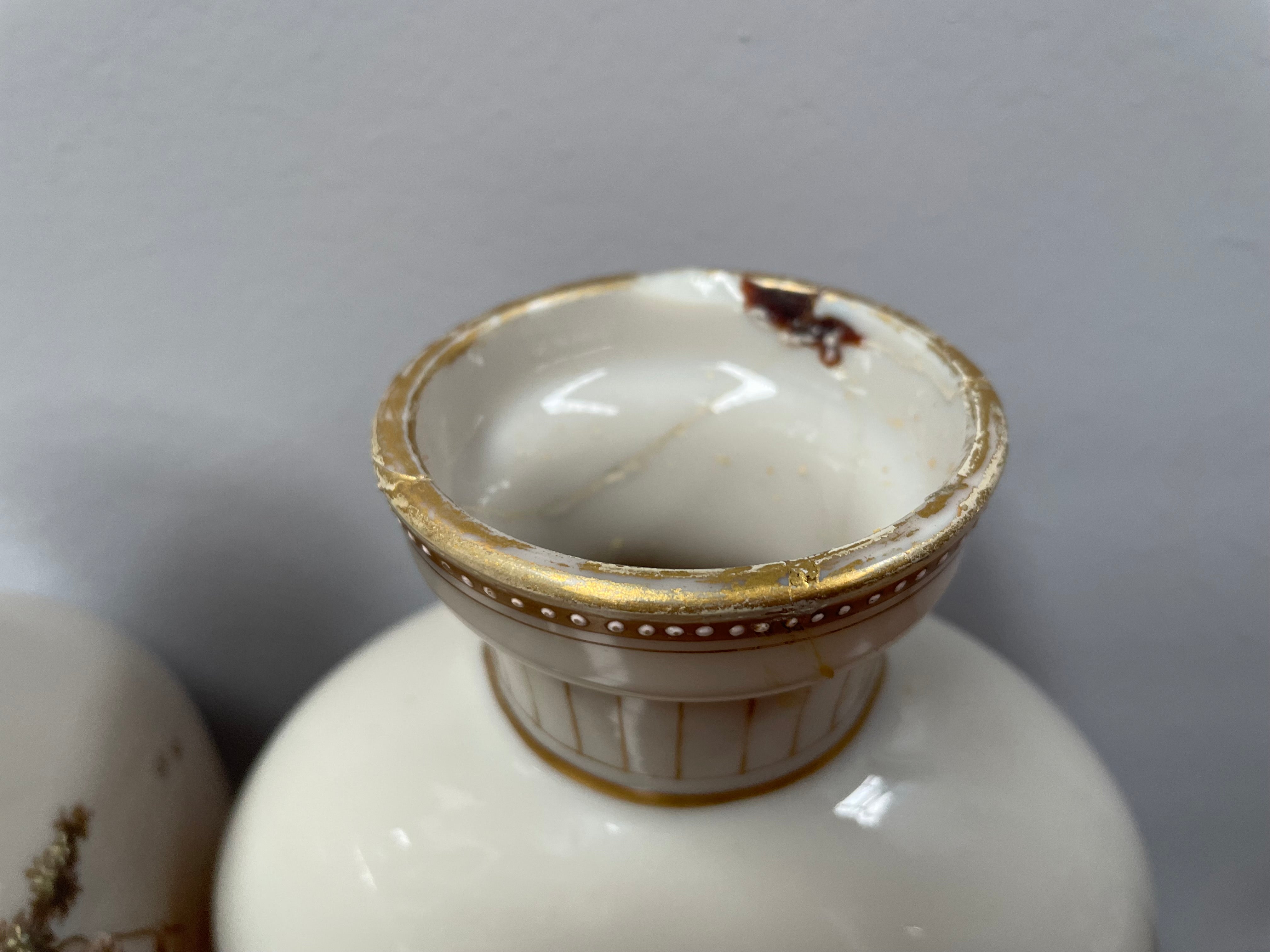 Pair of Victorian Opaline Glass Hand Painted Enamel Glass Vases | Antique & Vintage | Moonee Ponds Antiques | Australia Wide Delivery