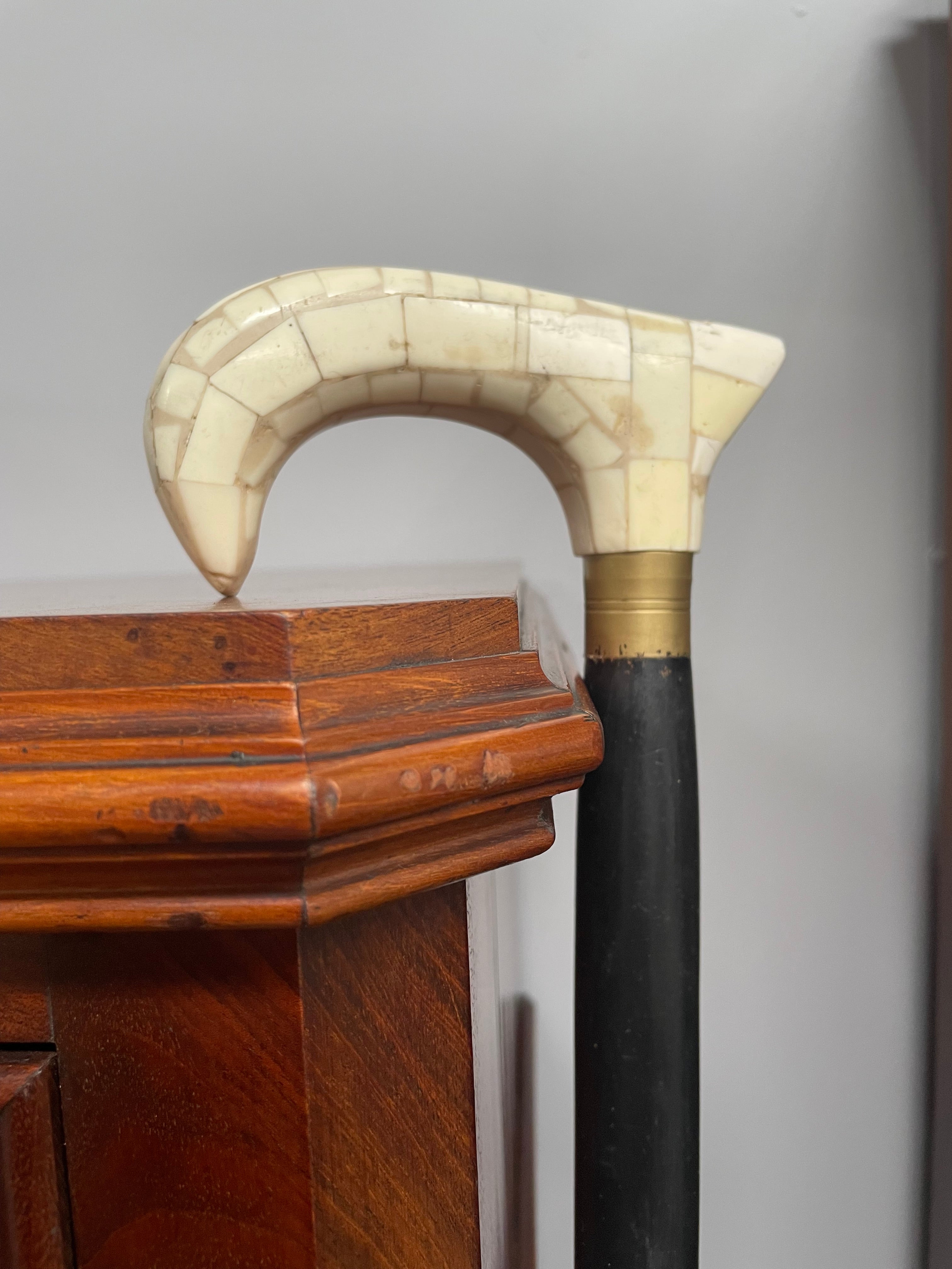 Vintage Walking Stick With Bone Handle & Ebony Wood | Antique & Vintage | Moonee Ponds Antiques | Australia Wide Delivery