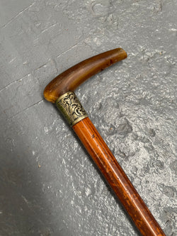 Antique Walking Stick With a Bone Handle EPNS Engraved Mount | Antique & Vintage | Moonee Ponds Antiques | Australia Wide Delivery