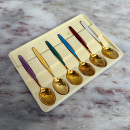 Vintage Norwegian Gilded Sterling Silver & Enamel Spoons