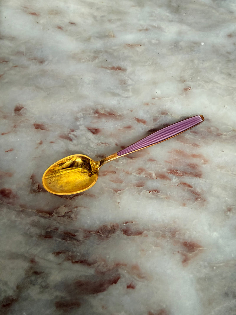 Vintage Norwegian Gilded Sterling Silver & Enamel Spoons
