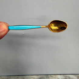 Vintage Norwegian Gilded Sterling Silver & Enamel Spoons