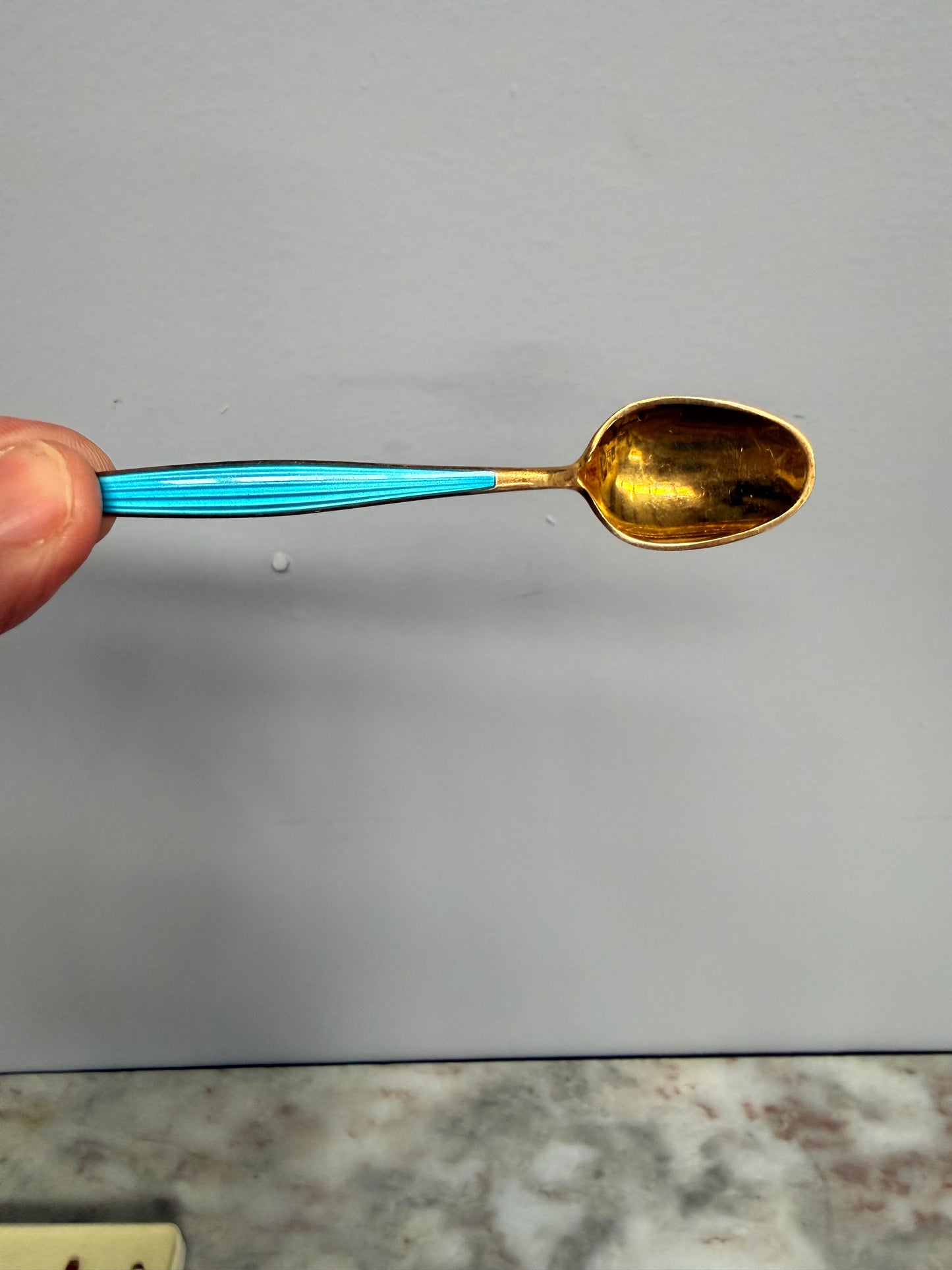 Vintage Norwegian Gilded Sterling Silver & Enamel Spoons