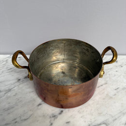 Antique French Copper & Brass Lidded Pot