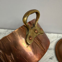 Antique French Copper & Brass Lidded Pot