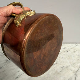 Antique French Copper & Brass Lidded Pot