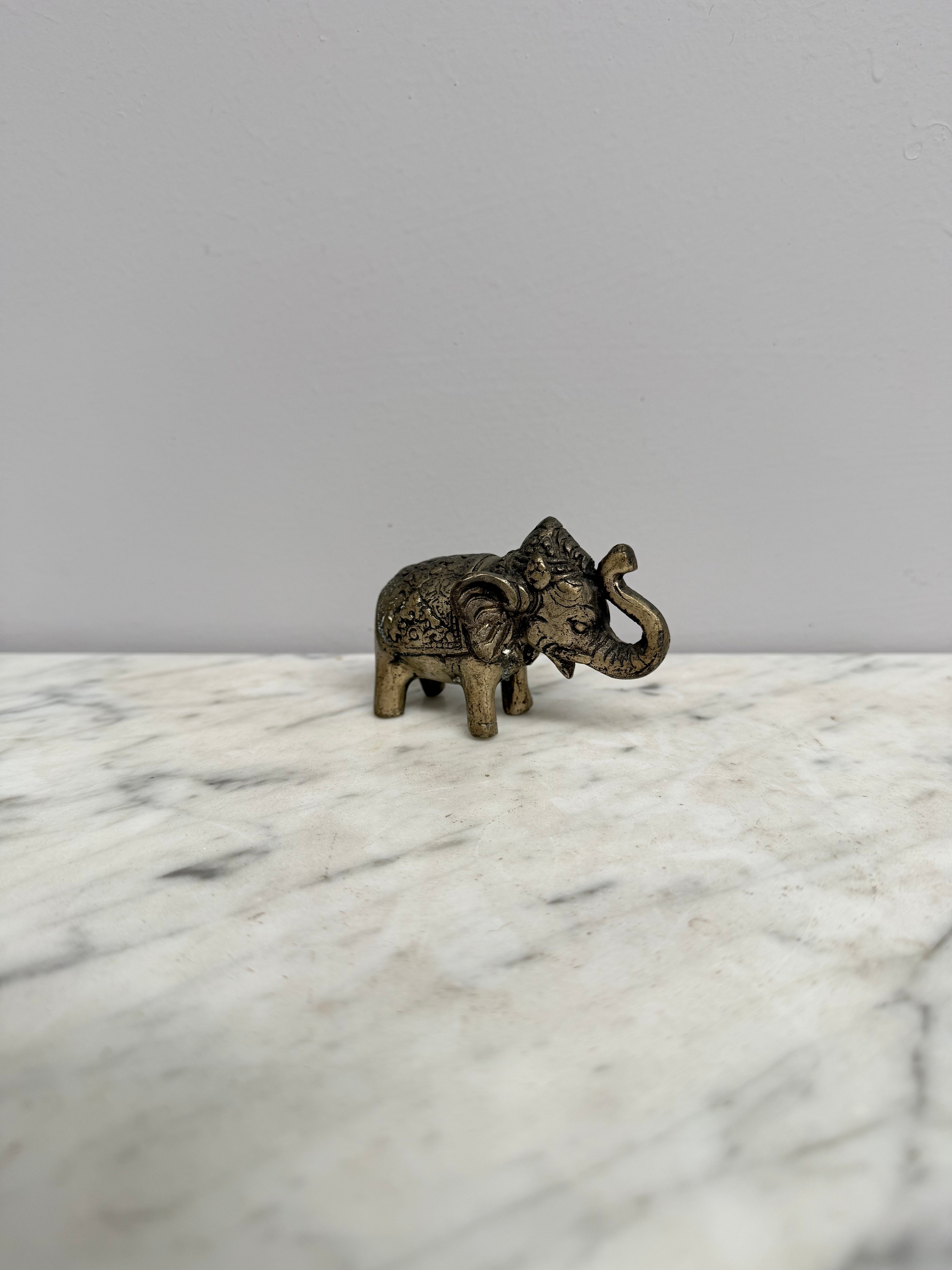 Vintage Silvered Brass Elephant Figure