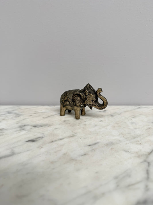 Vintage Silvered Brass Elephant Figure