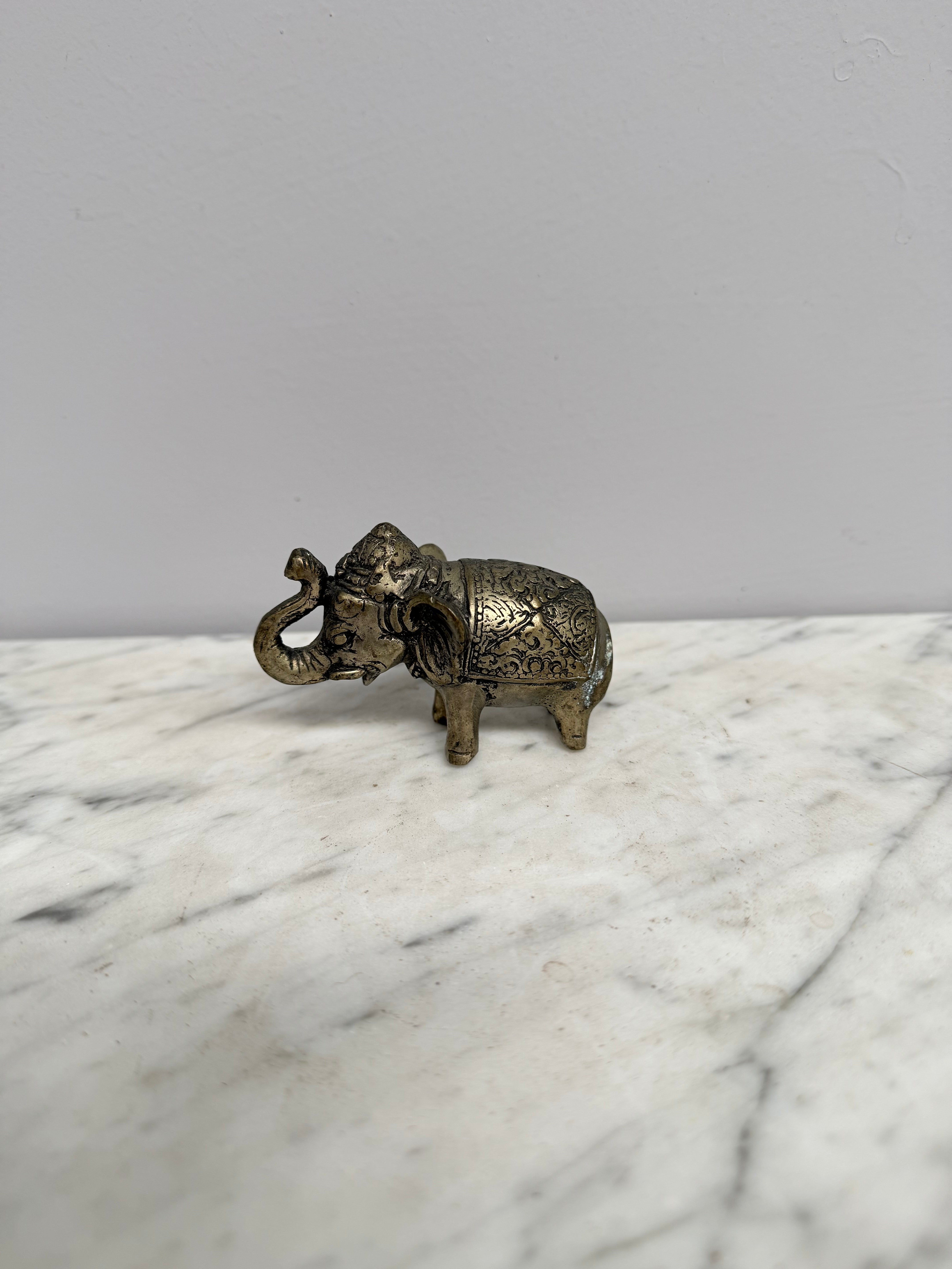 Vintage Silvered Brass Elephant Figure