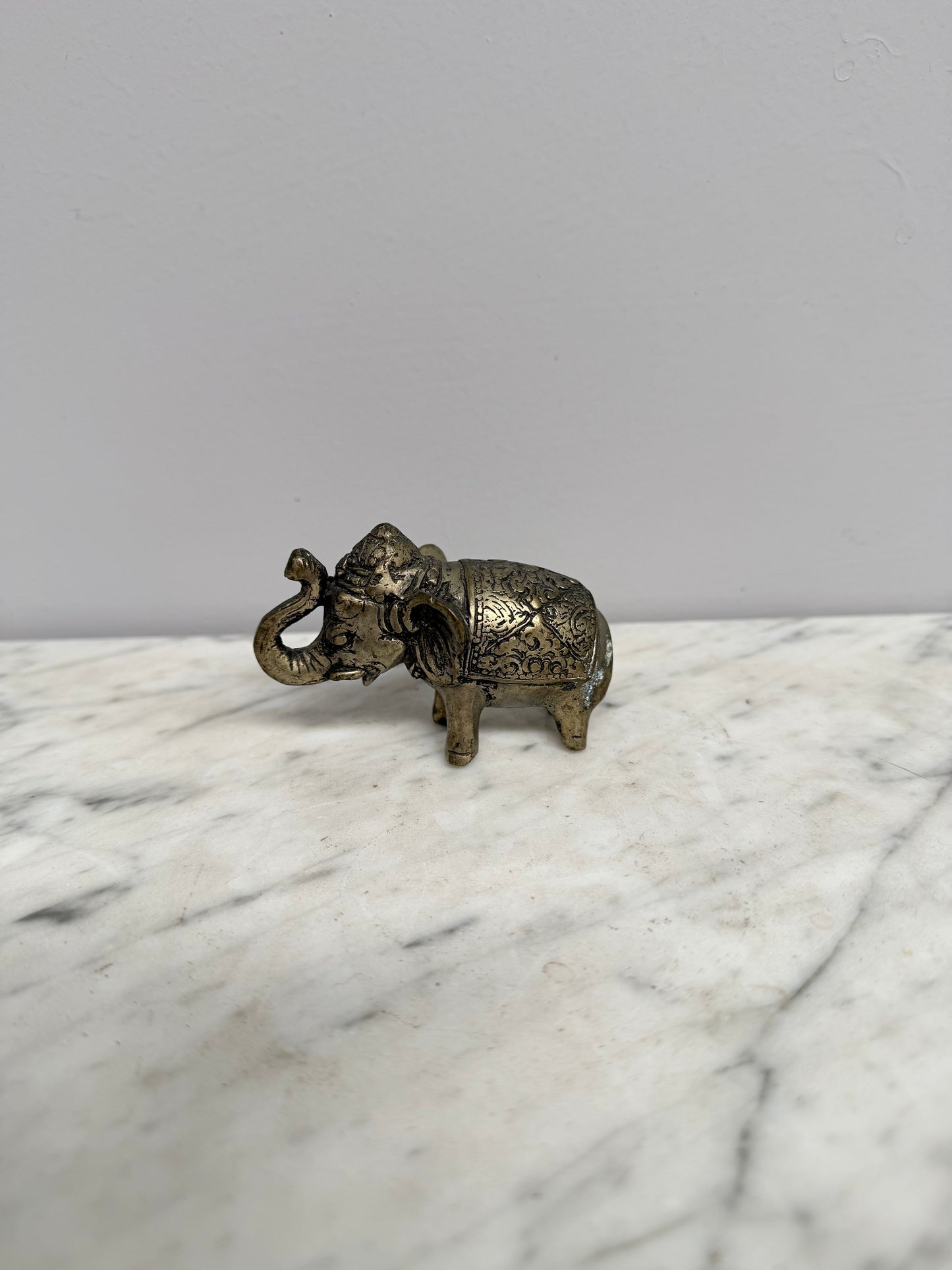 Vintage Silvered Brass Elephant Figure