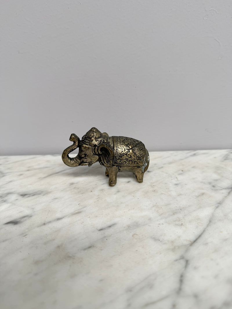 Vintage Silvered Brass Elephant Figure