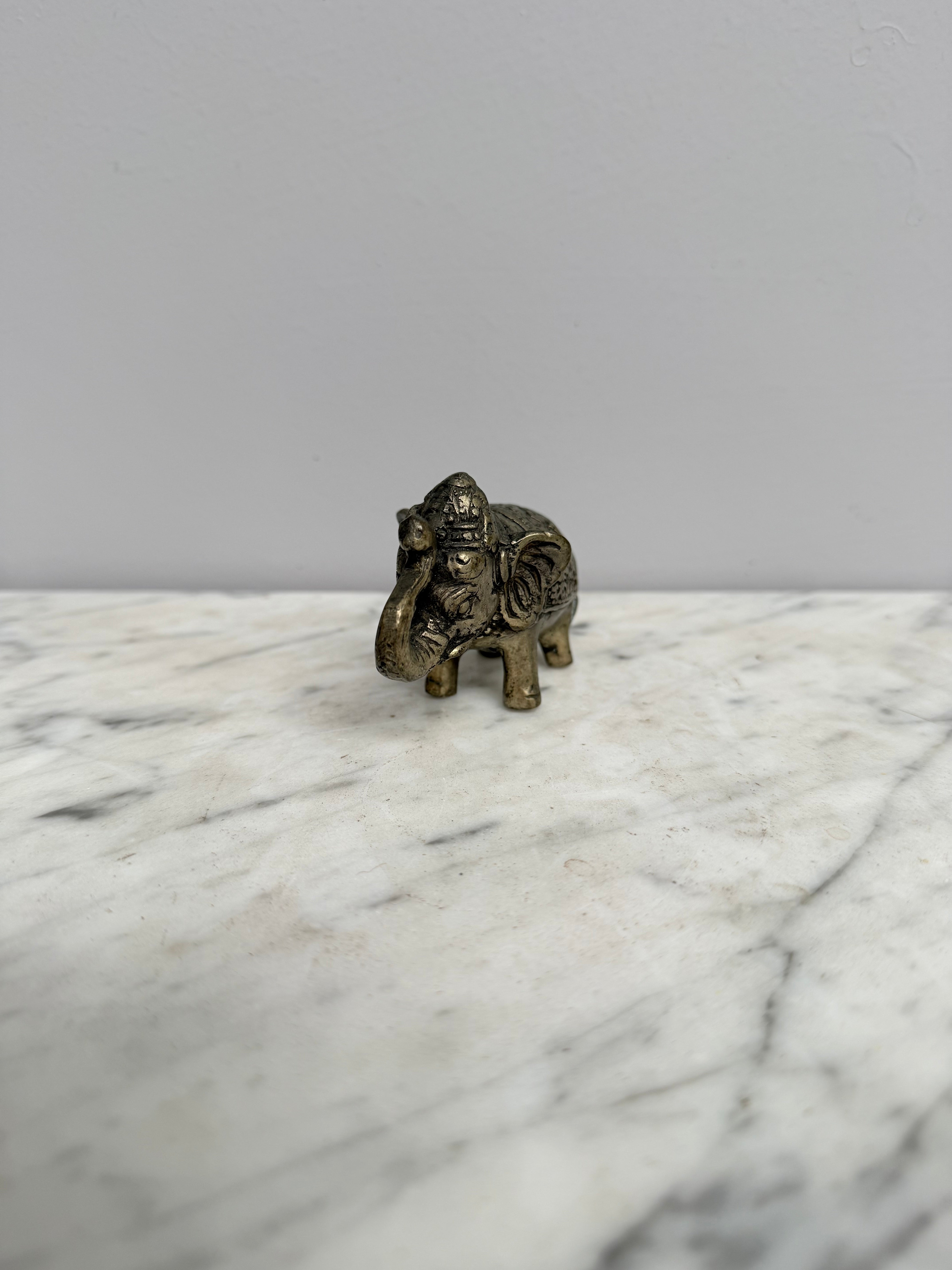 Vintage Silvered Brass Elephant Figure
