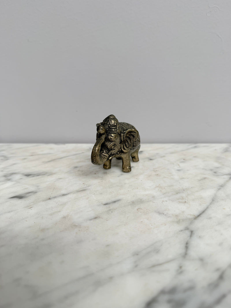 Vintage Silvered Brass Elephant Figure