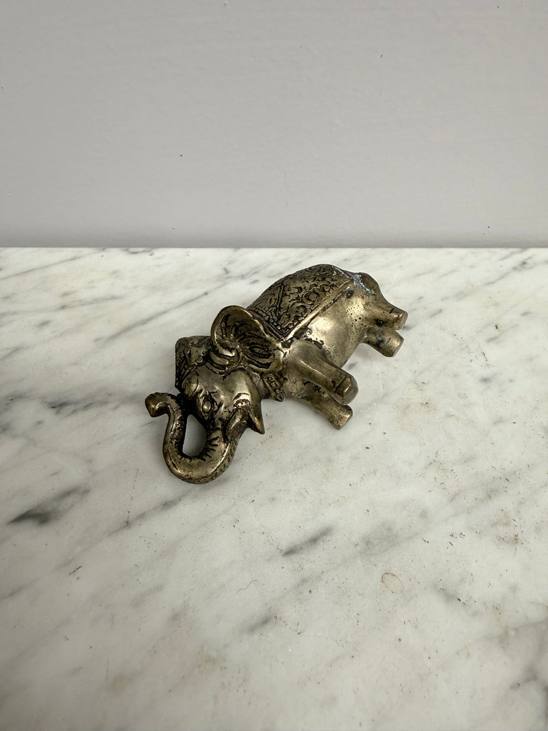 Vintage Silvered Brass Elephant Figure