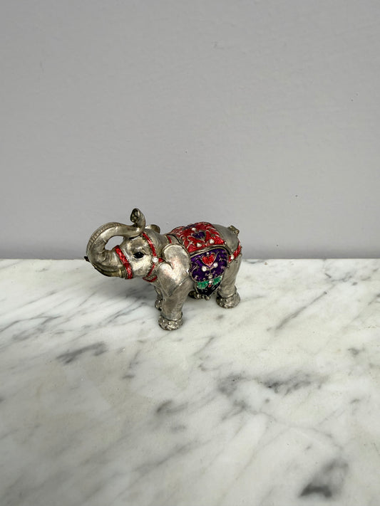 Vintage Pewter Bejewelled & Decorative Elephant