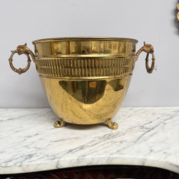Antique French Brass Planter On Feet