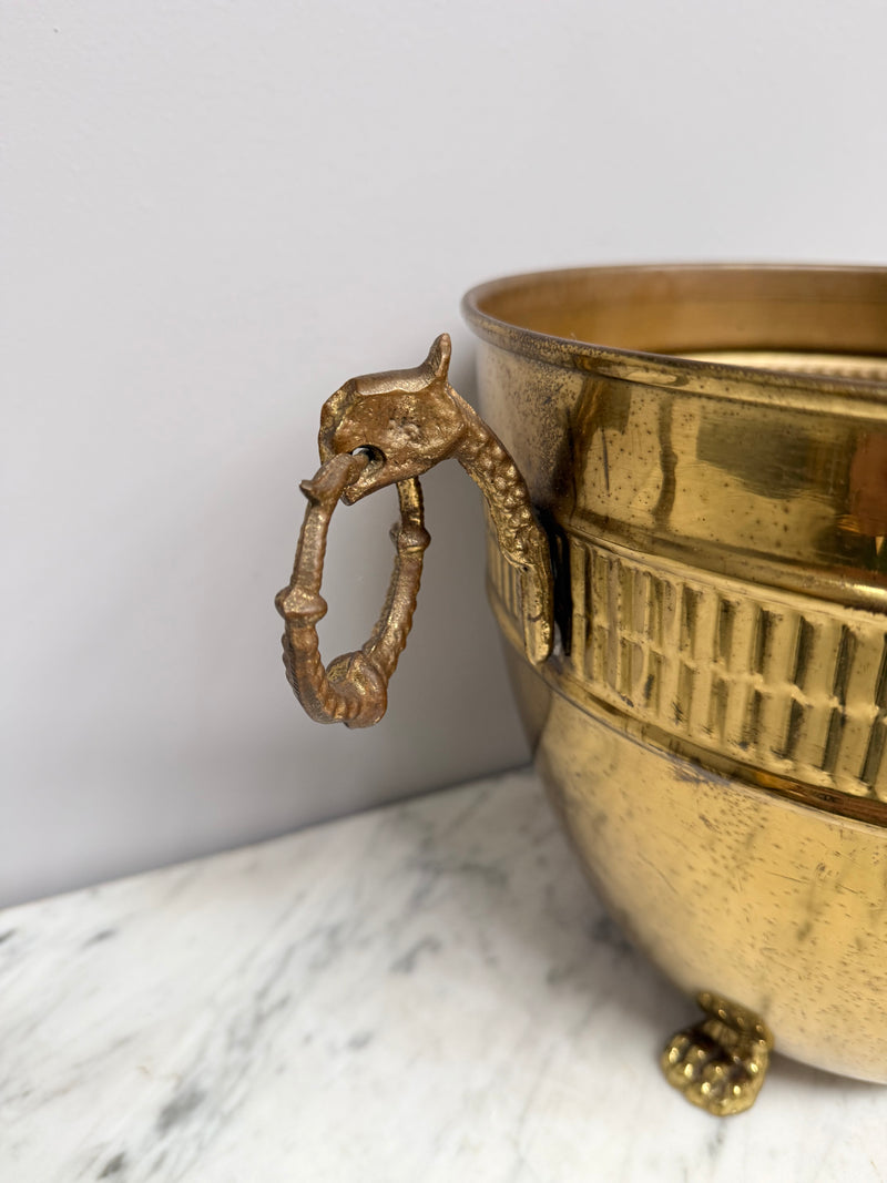 Antique French Brass Planter On Feet