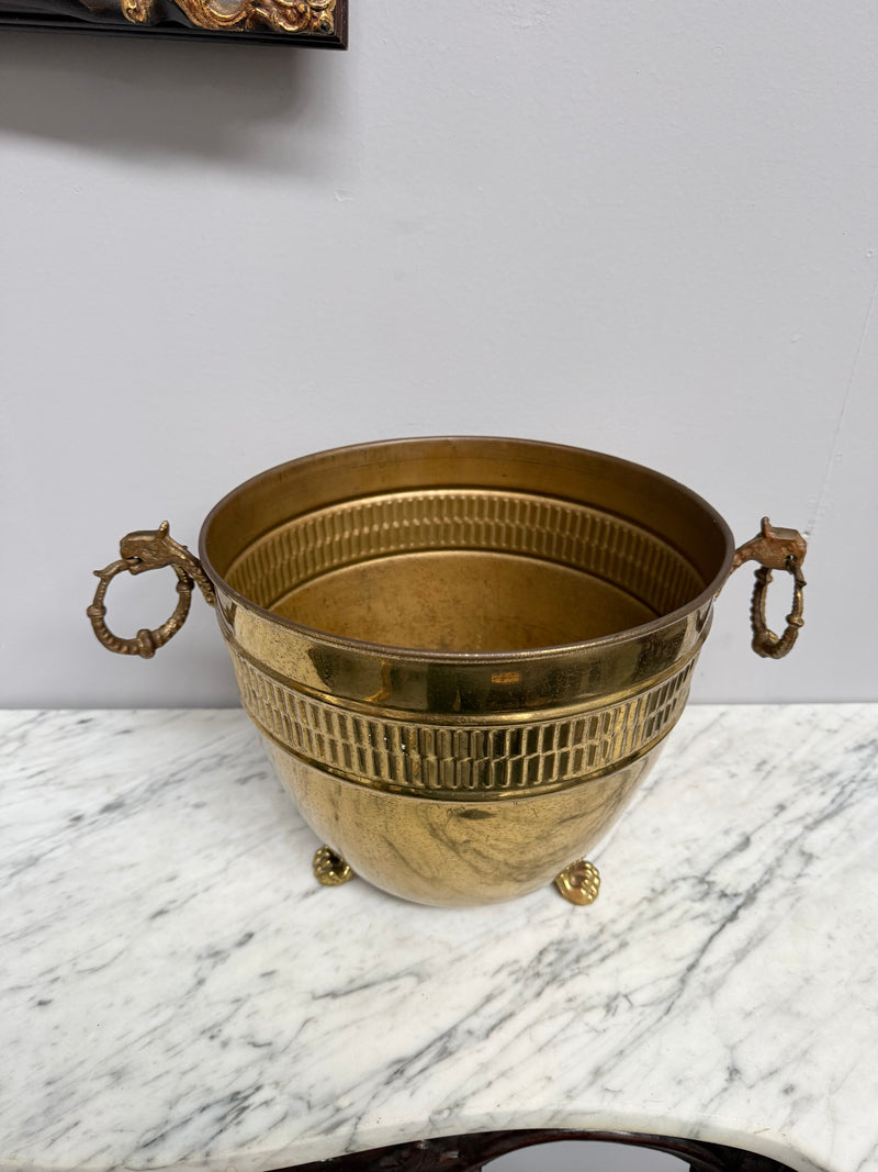 Antique French Brass Planter On Feet