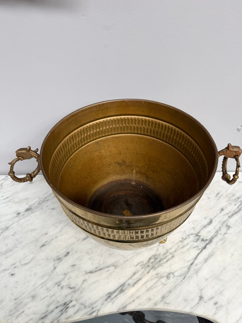 Antique French Brass Planter On Feet