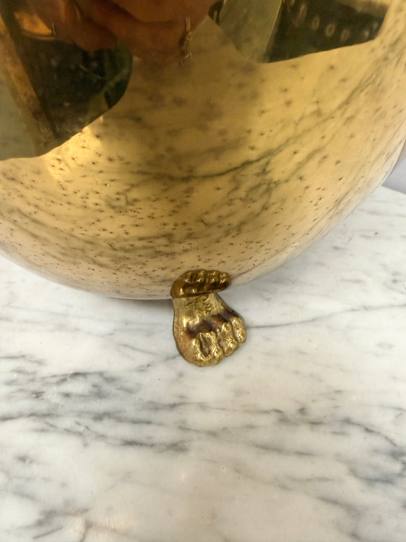 Antique French Brass Planter On Feet