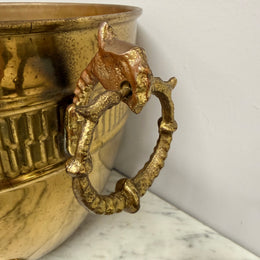 Antique French Brass Planter On Feet
