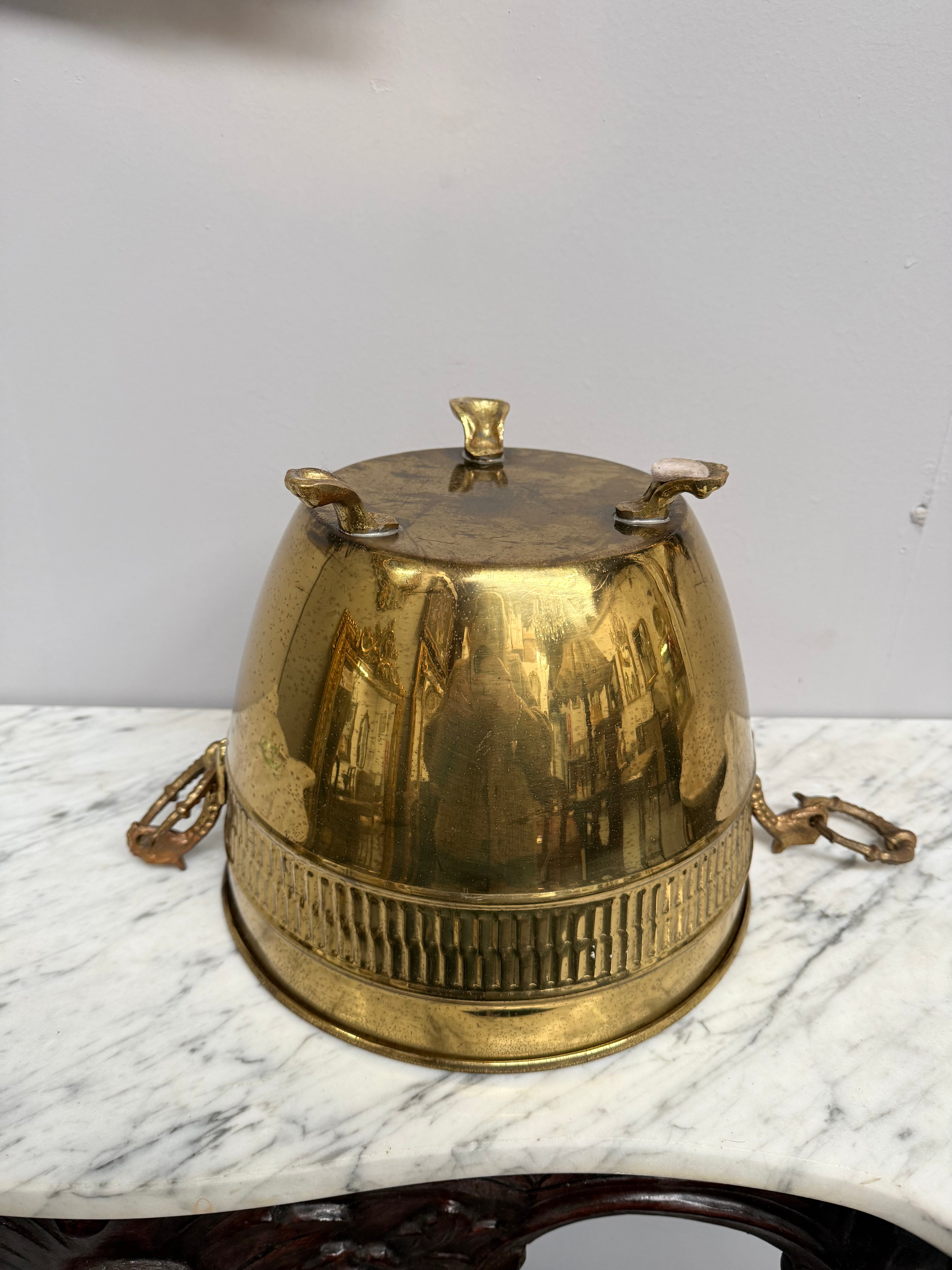 Antique French Brass Planter On Feet
