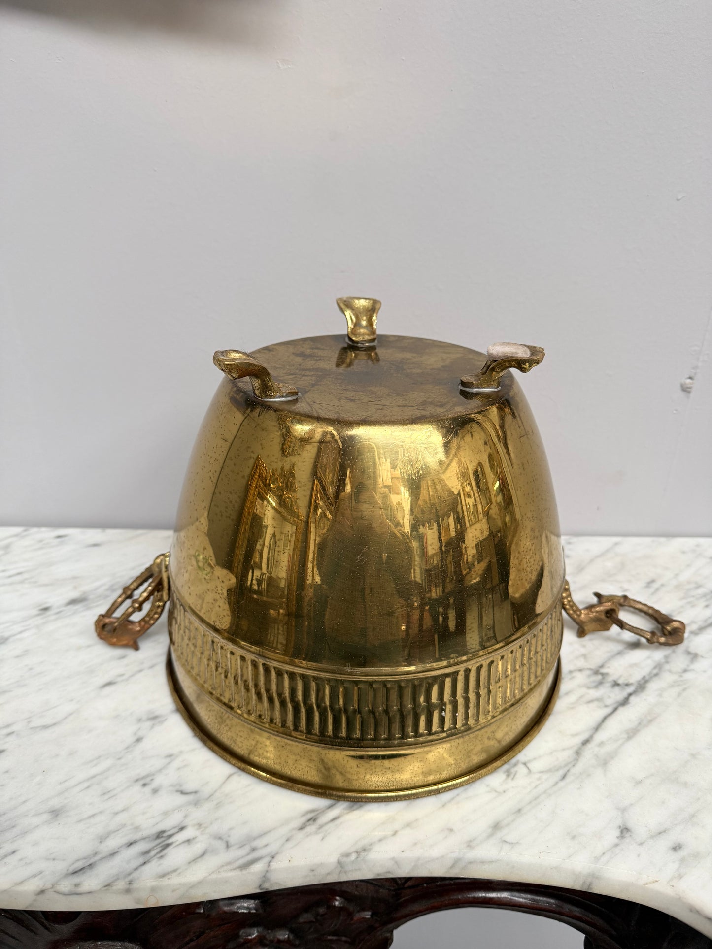 Antique French Brass Planter On Feet