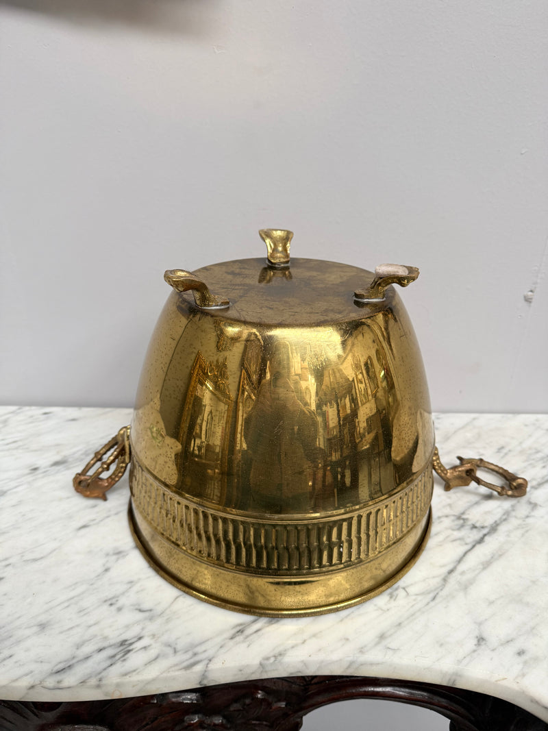 Antique French Brass Planter On Feet