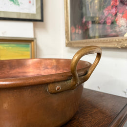 Large Antique French Copper Jam Pan / Cauldron