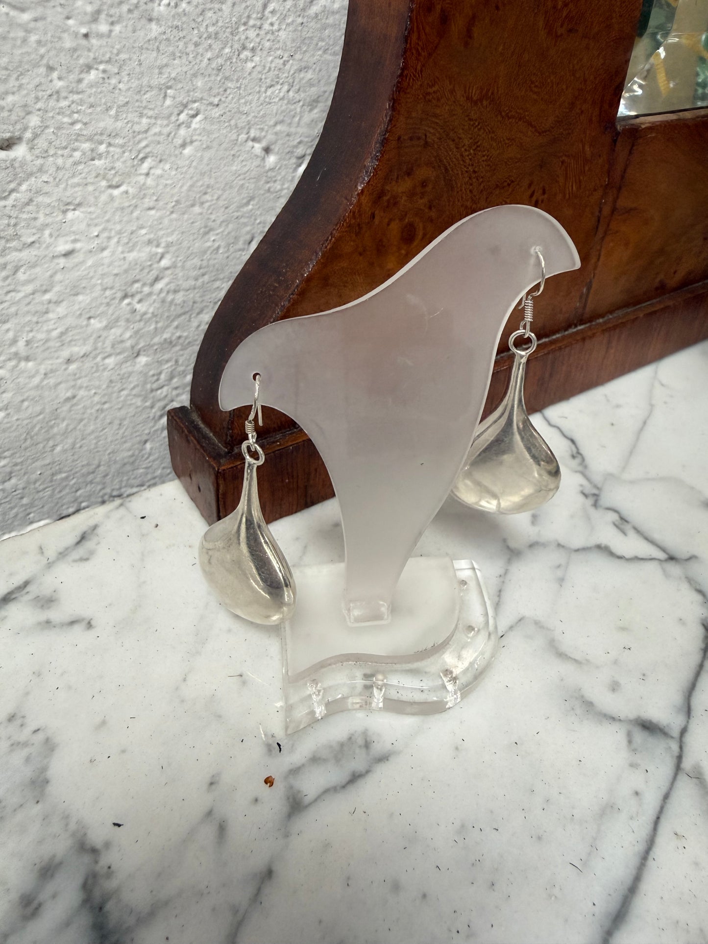 Pair Vintage Sterling Silver Drop Earrings