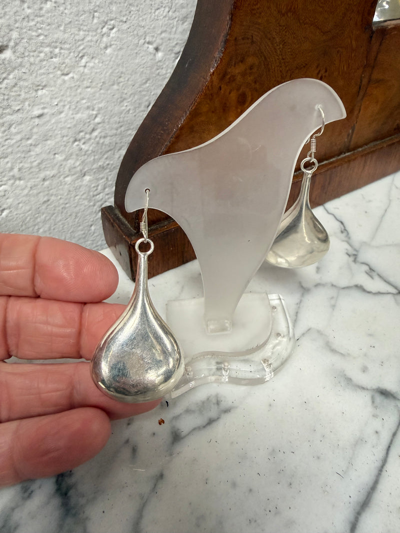 Pair Vintage Sterling Silver Drop Earrings