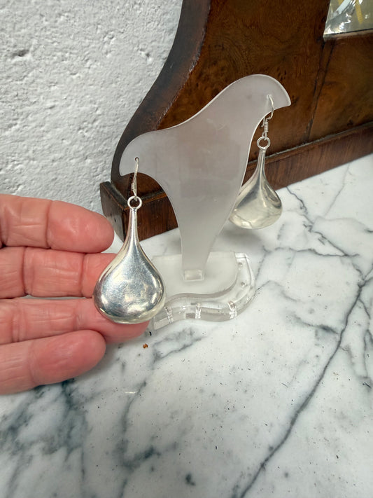 Pair Vintage Sterling Silver Drop Earrings