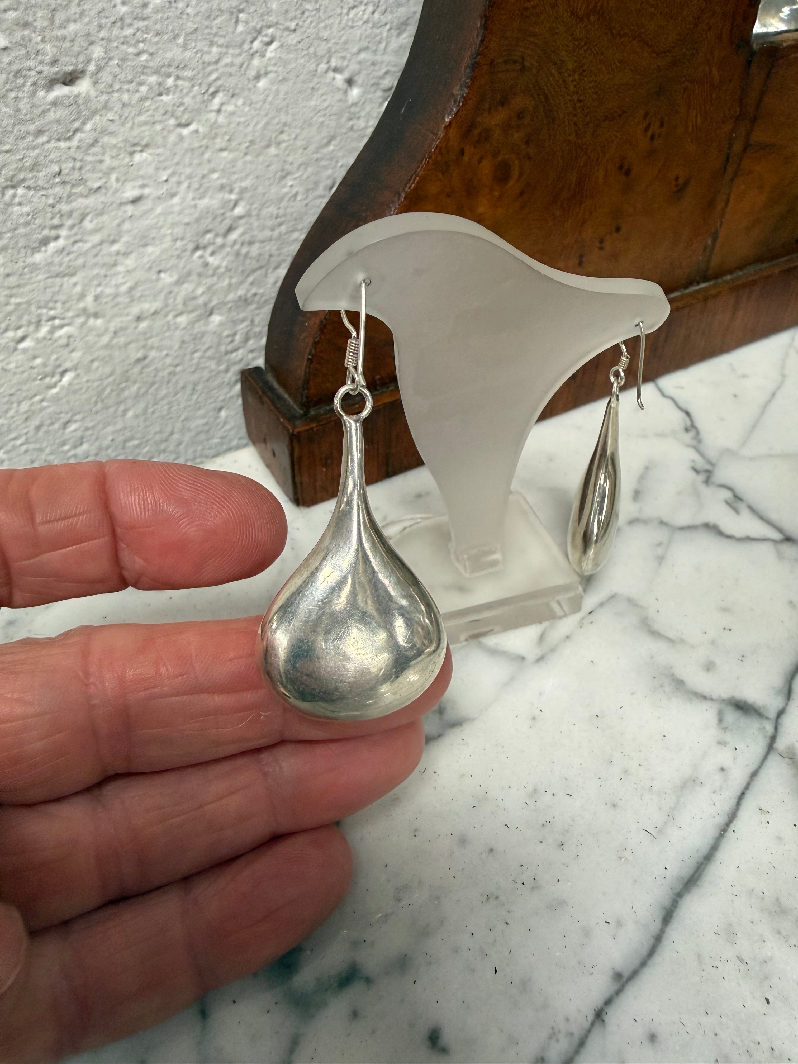 Pair Vintage Sterling Silver Drop Earrings