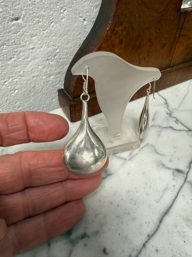 Pair Vintage Sterling Silver Drop Earrings
